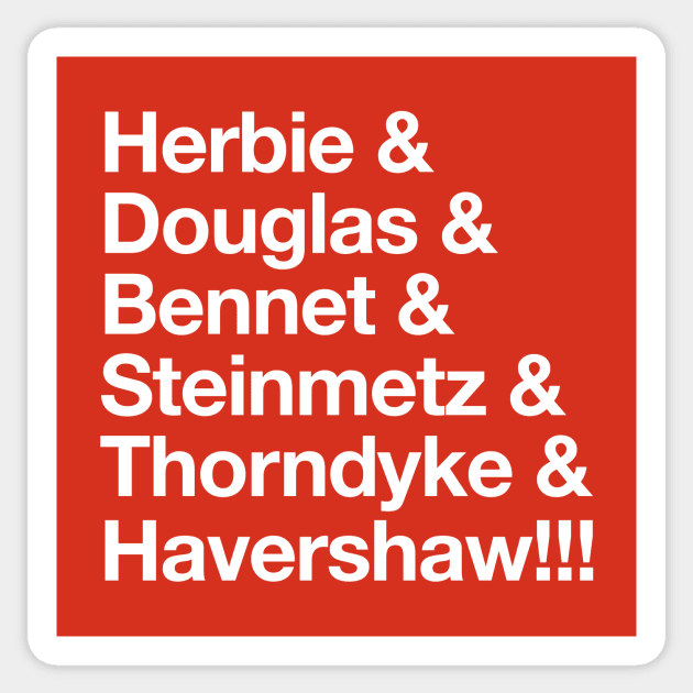 Herbie - Original “&” List (White on Red) Sticker by jepegdesign